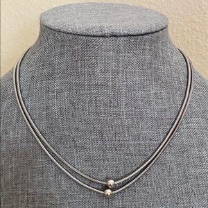 Sterling Silver Double Chain Necklace with Accents